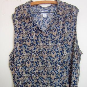 WOMANS PLUS 3X SILKY LIKE BUTTON DOWN SLEEVELESS S